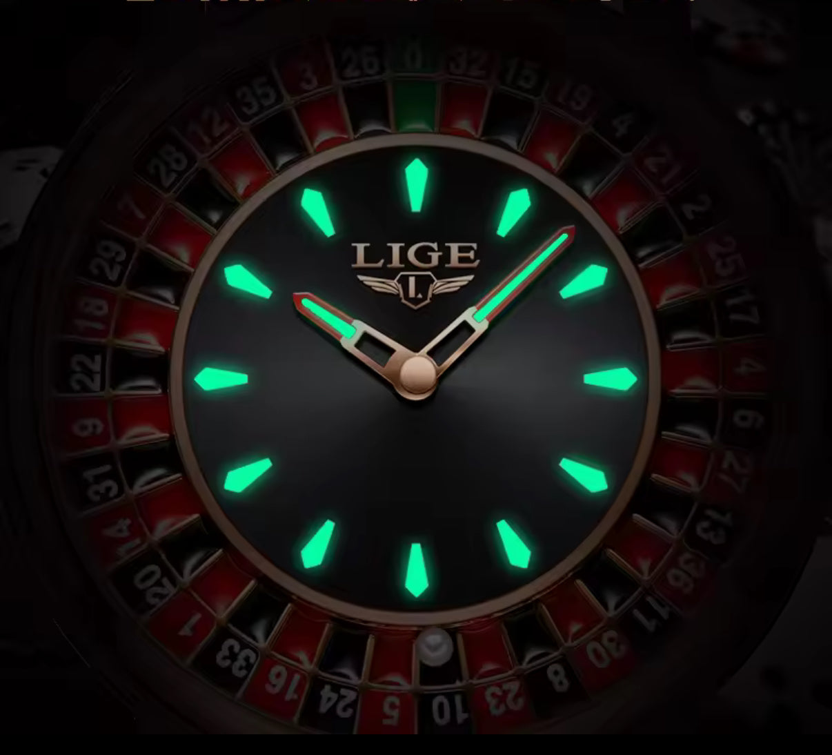 Roulette horloge zwart zilver