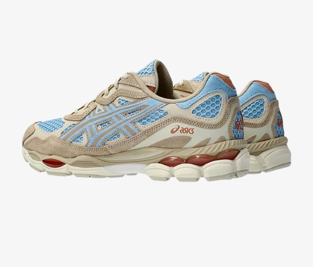 Asics blauw beige rood