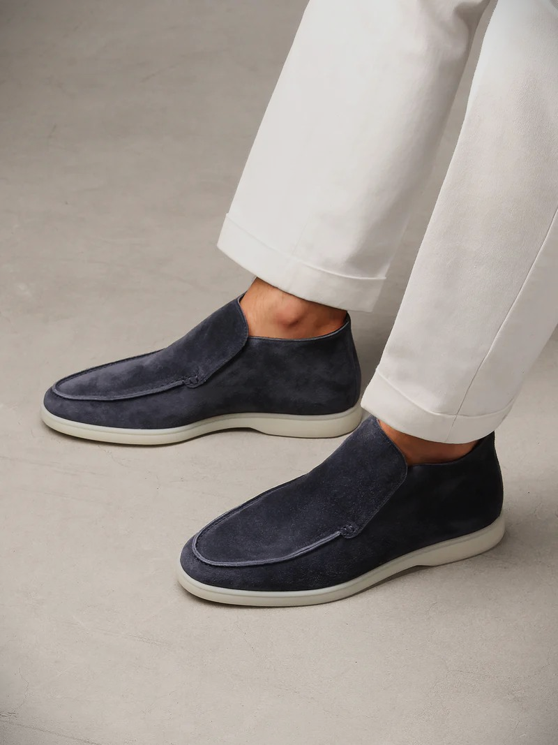 WF hoge loafers suede -donker blauw