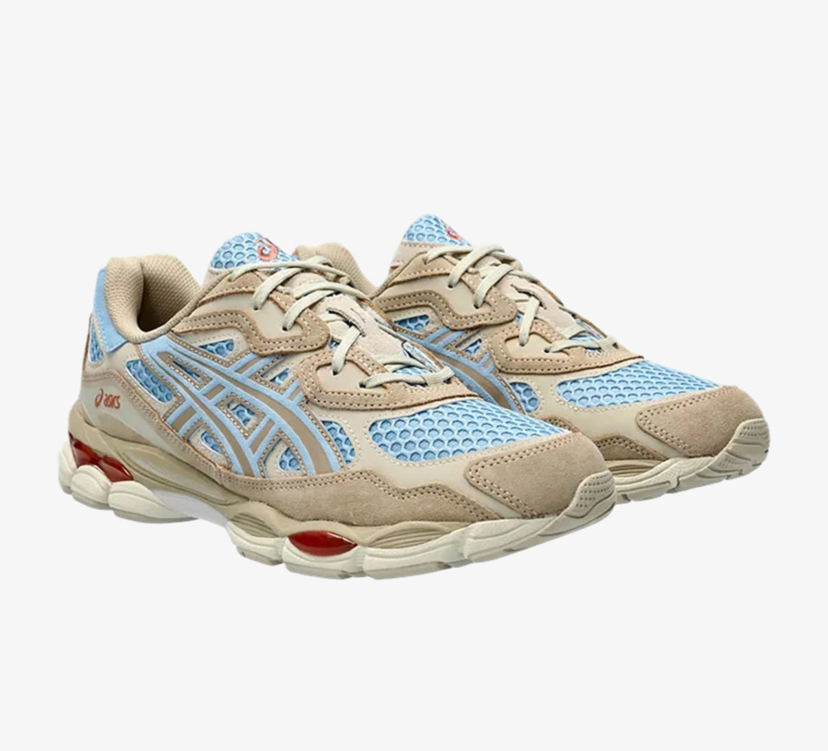 Asics blauw beige rood