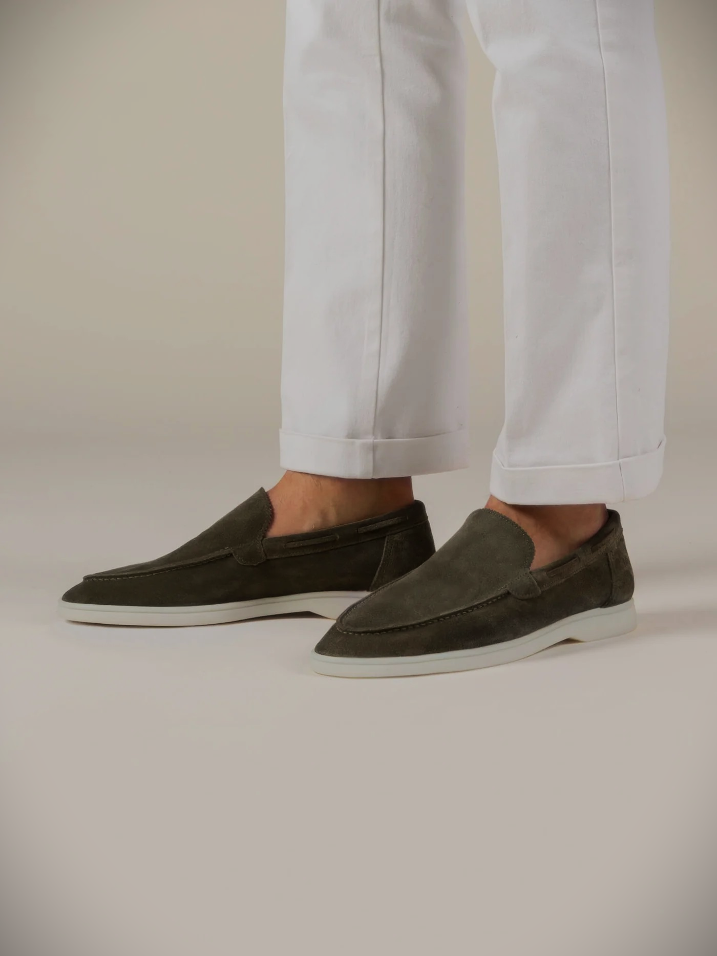 WF lage loafers suede -bruin/olijf mix