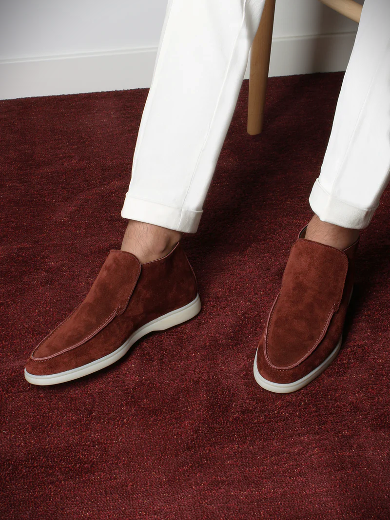 WF hoge loafers suede -bordeaux rood