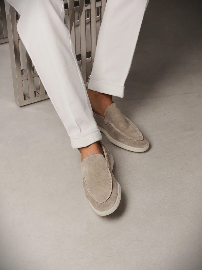 WF lage loafers suede -licht grijs/beige mix