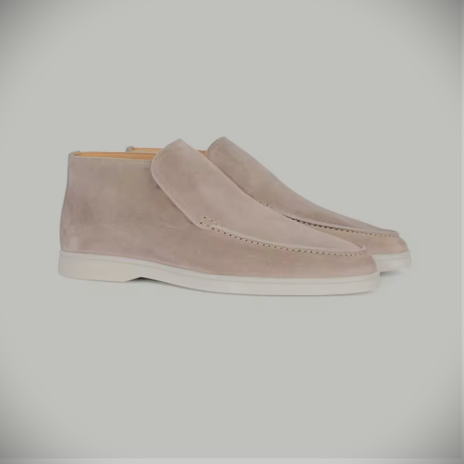 WF hoge loafers suede -licht grijs/beige mix