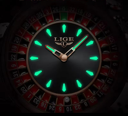 Roulette horloge zwart zilver