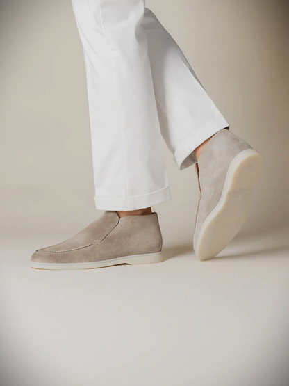 WF hoge loafers suede -licht grijs/beige mix