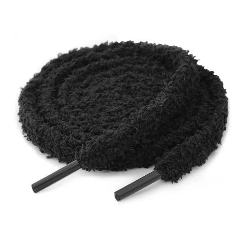 Fluffy veters zwart 120 cm