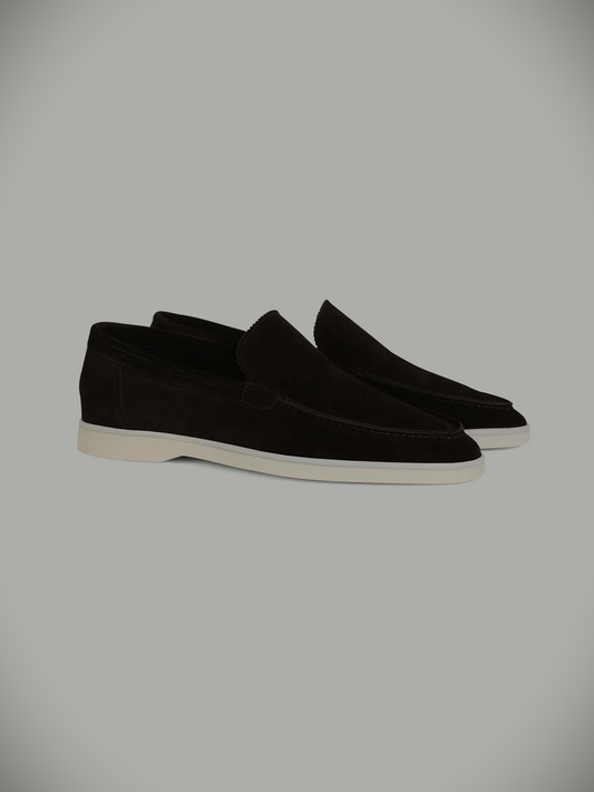 WF lage loafers suede -zwart