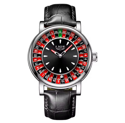Roulette horloge zwart zilver