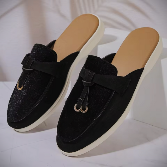WF open loafers suede -zwart