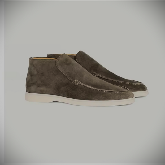 WF hoge loafers suede -bruin/olijf mix