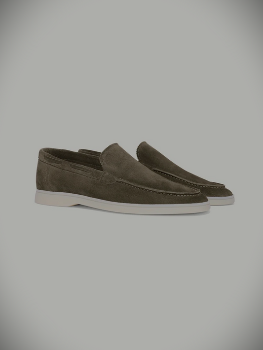 WF lage loafers suede -bruin/olijf mix
