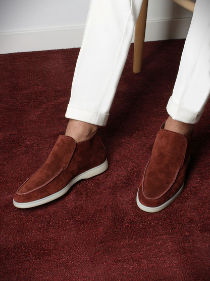 WF hoge loafers suede -bordeaux rood