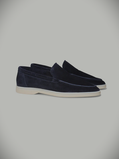 WF lage loafers suede -donker blauw
