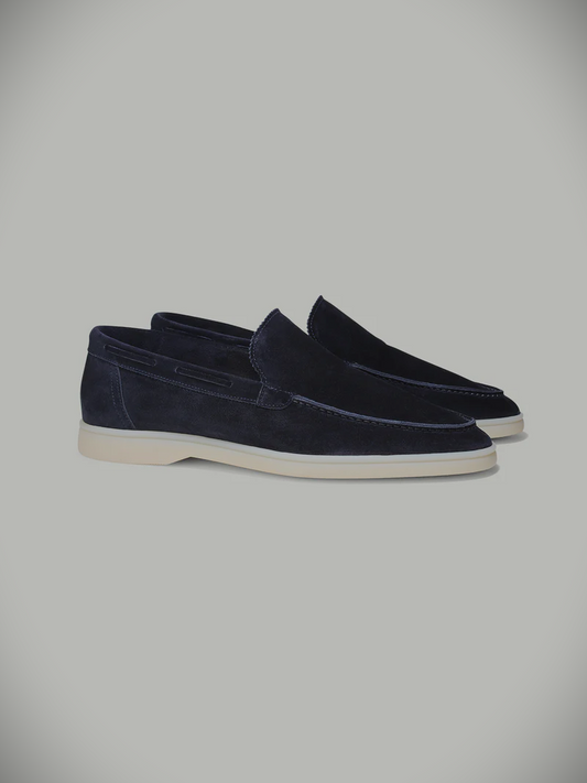 WF lage loafers suede -donker blauw