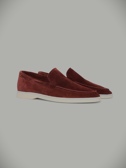 WF lage loafers suede -bordeaux rood