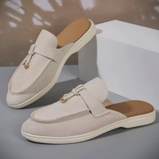 WF open loafers suede -beige/wit mix